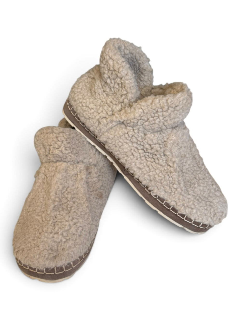 L.L.Bean Womens Slipper Booties Size 9 M Beige Sherpa Fleece Lined Indoor Outdoo - Picture 8 of 10